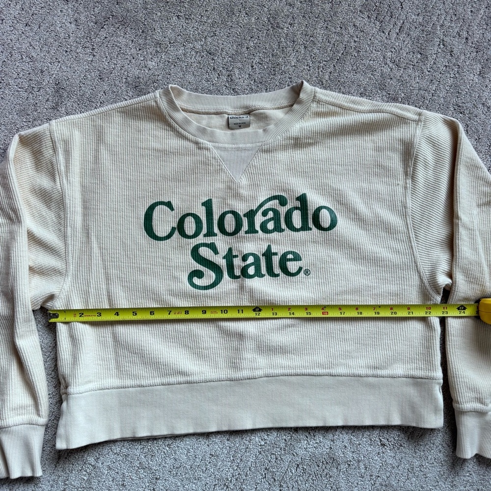 Colorado State Cropped Sweatshirt Medium Cream Ribbed Chicka-d - Picture 8 of 10